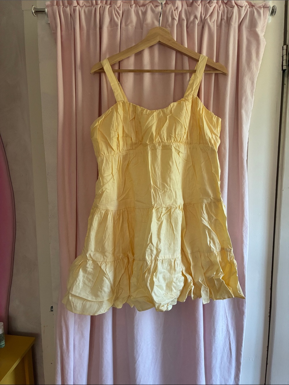 Express Yellow Tiered Midi Dress
